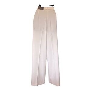 Off white ivory high waist hi-rise wide leg trouser slacks‎ pants new size large